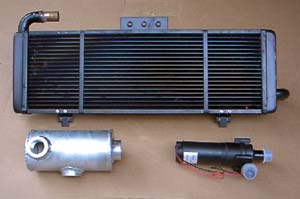 Intercooler radiator, coolant pump and filler tank